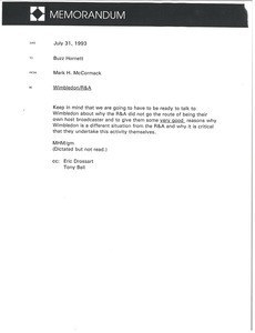 Memorandum from Mark H. McCormack to Buzz Hornett