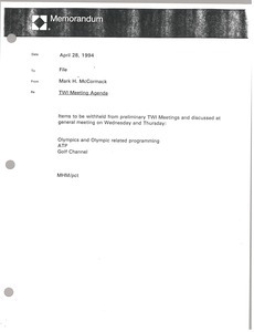 Memorandum from Mark H. McCormack to file