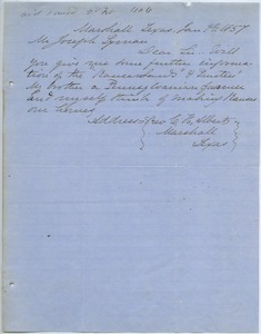 Letter from Rev. L. H. Albert to Joseph Lyman