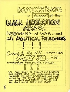 Demonstrate in support of the Black Liberation Army prisoners of war, and all political prisoners!!!