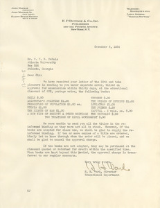 Letter from E. P. Dutton to W. E. B. Du Bois