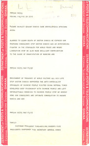 Telegram from Chuerfu Ting-Hsiling to Shirley Graham Du Bois