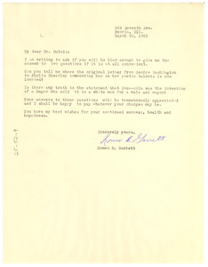 Letter from Romeo B. Garrett to W. E. B. Du Bois
