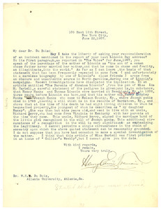 Letter from Henry Edwin Tremain to W. E. B. Du Bois