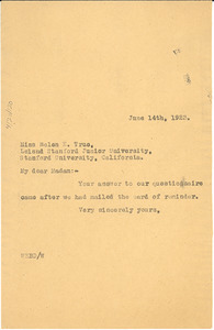 Letter from W. E. B. Du Bois to Helen E. True