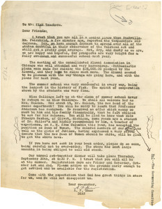 Circular letter from A. F. Shaw to the Fisk teachers