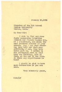 Letter from W. E. B. Du Bois to Boston University Art School