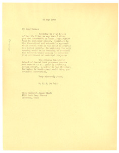 Letter from W. E. B. Du Bois to Margaret Jones Clark