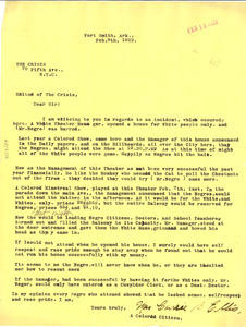 Letter from Carrie B. Ellis to W. E. B. Du Bois