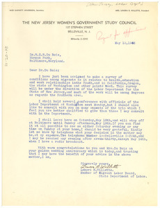 Letter from New Jersey Department of Labor to W. E. B. Du Bois