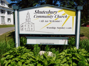 Shutesbury Community Church, Shutesbury Mass.: sign for the church