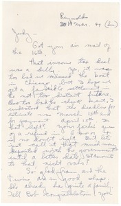 Letter from Joseph Langland to Judith G. Wood Langland