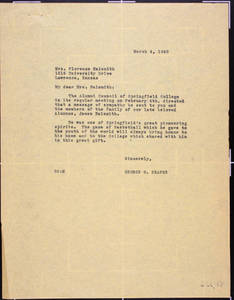Letter to Florence Naismith from Draper (March 4, 1940)