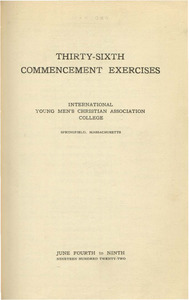 Springfield College Commencement program (1922)