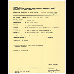 Agenda, minutes and attendance list for real estate brokers meeting on September 20, 1962