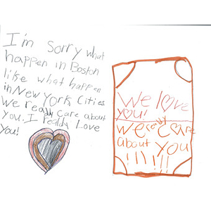 Hearts card from a student at Parsons Hills Elementary School (Springdale, Arkansas)