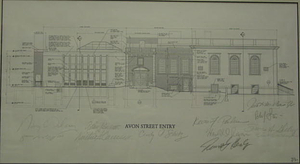 Avon Street entry [architectural elevation of Lucius Beebe Memorial Library]