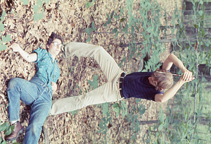 Peter Walford (Amherst College Class of 1978) and Laurie Frankel (Bennington College Class of 1977) clowning around in the Red Oak (Quercus rubra) 1977 National Science Foundation - Undergraduate Research Participation study.
