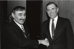 Mayor Raymond L. Flynn with Boston Public Library Director Arthur Curley