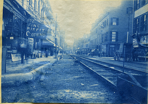 [Tracks on Washington Street at the corner of Oak Street]