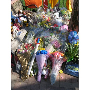 Flowers at Boston Marathon Copley Square memorial