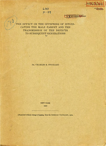 The effect on the male offspring of intoxicating the male parent and the transmission of the defects to subsequent generations