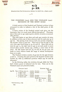 The Stanford (1915) and the Vineland (1911) revisions of the Binet Scale