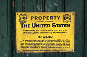 U.S. Forest Service Property sign.