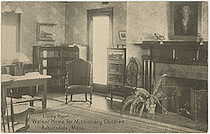 View of the living room, interior of the Walker Home for Missionary Children.