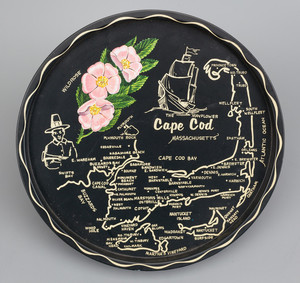 Tray: round with map of Cape Cod