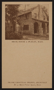 Trade card for Frank Chouteau Brown, architect, No. 9 Mount Vernon Square, Boston, Mass., undated