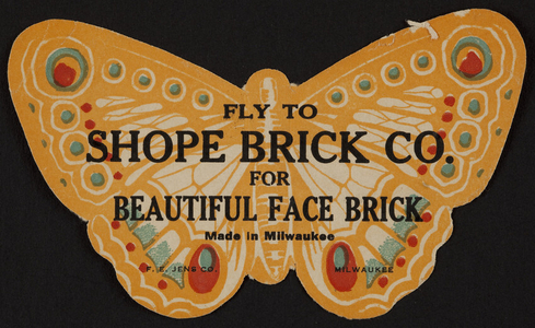 Trade card for Shope Brick Co., face brick, Milwaukee, Wisconsin, undated