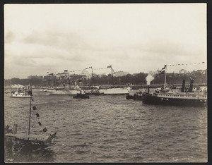 Steamers & Olympia in naval parade, New York harbor, New York, New York, Septmeber 28, 1899