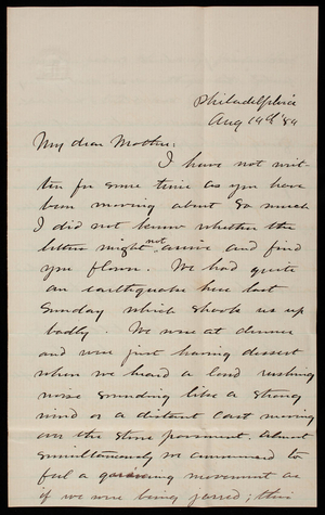 Thomas Lincoln Casey, Jr. To Emma Weir Casey, August 14, 1884 - Digital ...