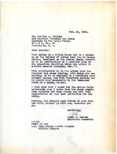 Letter from Alwyn J. Lawson to Charles L. Whipple