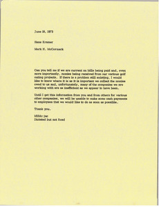 Memorandum from Mark H. McCormack to Hans Kramer