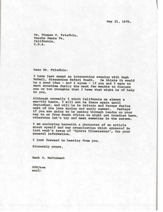 Letter from Mark H. McCormack to Thomas H. Friedkin