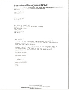 Letter from Mark H. McCormack to Frank D. Tatum Jr.