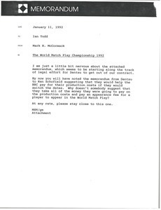 Memorandum from Mark H. McCormack to Ian Todd