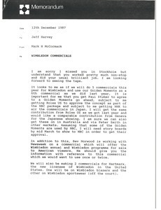 Memorandum from Mark H. McCormack to Jeff Harvey