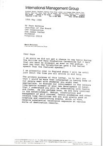 Letter from Mark H. McCormack to Hays Watkins