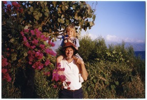 Mark and Maya Sommer on path around Lago Atitlán