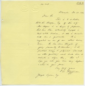 Letter from Thomas Wentworth Higginson to Joseph Lyman