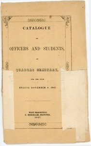 Catalogue of officers and students of Quaboag Seminary, for the year ending November 9, 1847