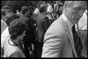 Kitty Dukakis (front) and Mike Dukakis (behind her) walking to the speakers' platform at the 25th Anniversary of the March on Washington