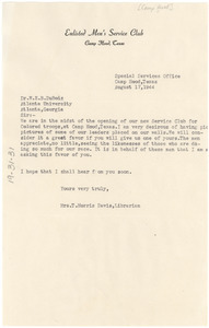 Letter from Enlisted Men's Service Club to W. E. B. Du Bois