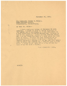 Letter from W. E. B. Du Bois to Thomas E. Miller
