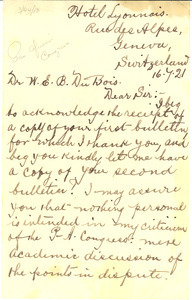Letter from Archibald Johnson to W. E. B. Du Bois