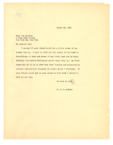 Letter from W. E. B. Du Bois to Eve Merriam