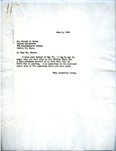 Letter from W. E. B. Du Bois to Robert J. Moore